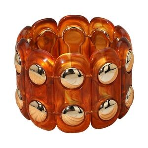 Chunky Wide Marbled Resin Dome Stretch Bracelet